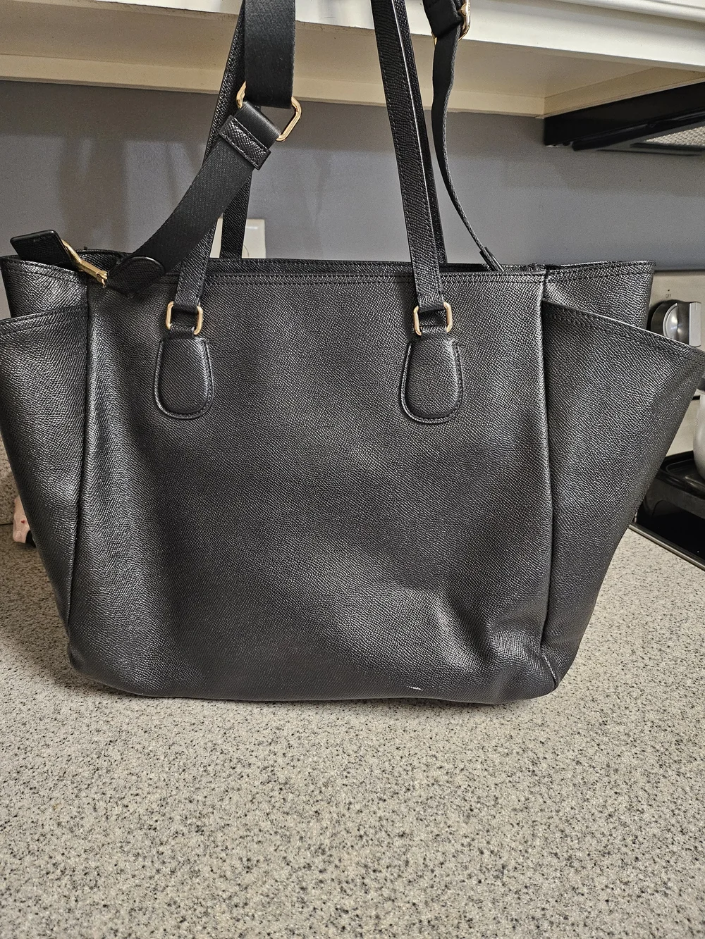 Coach Black Leather Tote Baby Bag - Classic Everyday Shoulder Bag